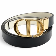Mint condition △DIOR B0446UWGA 30 MONTAIGNE Reversible Smooth Calfskin 20mm Leather Belt Black Ivory