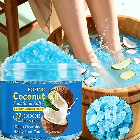 80g Coconut Oil Deodorizing Cleansing Foot Bath Salt, Natural Fragrance for Foot Care, Foot Soaking 