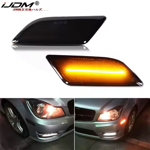 iJDM Amber Full LED Front Side Marker Light For Mercedes W204 LCI C250 C300 C350 Sedan/Coupe Turn Si