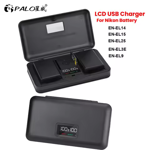 PALO EN-EL14 EN-EL15 EN-EL25 EN-EL3E EN-EL9 LCD Smart Charger Case Multi-function Battery Storage Bo