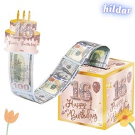 HILDAR Birthday Pull-Out Money Gift Box, 16th/18th  Party Money Roll Gift Box, with Card Gift Intera