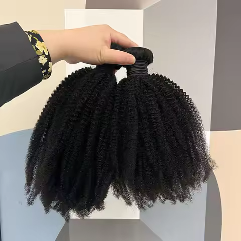 Raw Unprocessed Virgin Afro Kinky Curly Hair Weave Double Drawn Kinky Coily Hair Extension 4A 4B 4C 