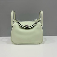 （全膜）hermes 氣泡綠swift皮銀釦斜背包 mini lindy U刻