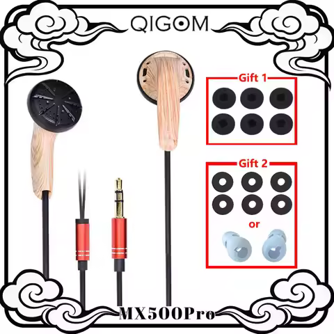 QIGOM Wired Earphone HIFI MX500Pro 15.4MM Dynamic Headset 32Ω 109dB With/Without Mic Flat-head Earbu