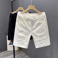 MEN'S SHORT JEANS BLACK AND WHITE SLIM Ripped HIGH QUALITY STRETCH FABRIC - WIN TX2 MEN'S JEAN SHORT