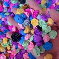 25 pcs / 50 pcs - Resin Flat Rose Beads Applique Button. Manik bunga for DIY jewelry