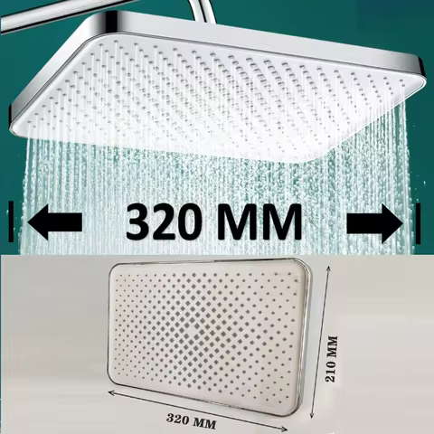 12 Inches Big Panel Large Flow Ceiling Mounted Supercharge Shower Head Set 4 Modes High Pressure Lar