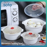 ♫ Microwave Oven Special Soup Bowl With Cover Round Fresh-keeping Box Heating Lunch Box Large Instant Noodle Box Hot Soup Pot Plastic Utensils