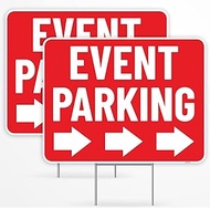 2PC for Event Parking Signs with Stake, 17 Inches by 13 Inches - Double Sided Signs - Corrugated Pla