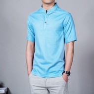 10 Color M-5XL Cotton Linen Shirt Men's Short sleeved Solid color Summer Tops Tees Shirts Men's Clothing