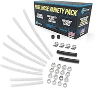 QFS Corrugated Fuel Line Flex Hose Submersible Gasoline/E85 Safe and Clamps Variety Pack