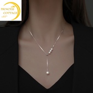 necklace 18k saudi gold pawnable legit tassel pearl necklace women's Korean niche light luxury collarbone chain fashion jewelry