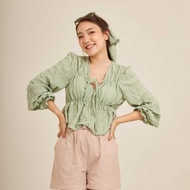 飄逸面料荷葉邊連女式襯衫 - SALII : 薄荷綠