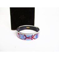 Authentic HERMES Enamel Bangle Bracelet Blue Multicolor Emaiyu GM #7043