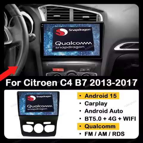 Android 15 Car Radio For Citroen C4 B7 C4L DS4 2013 2014 2015 2016 2017 QLED 4G WIFI 2DIN Qualcomm G
