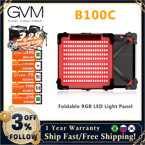 GVM B100C 100W RGB & Bi-Color Flexible LED Light 2000-10000K foldable light wireless App control