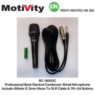 Motivity RC-9600C Professional Back Electret Condenser Wired Mic Include 4Meter 6.3mm Mono To XLR Ca