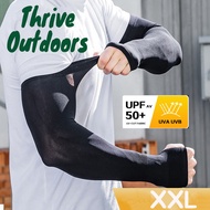 Men Extra Large Arm Sleeves with Hands Cover Cool Sleeves Sunblock UV Sunscreen Sun Protection
