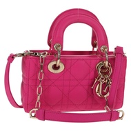 Christian Dior Cannage Lady D Joy 迷你羊皮兩用包 粉紅色 正品 145262SM