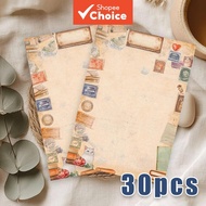 30 sheets, B5 vintage art letter paper, lined, non-adhesive, suitable for notebooks, memos, and note