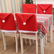 ผ้าคลุมเก้าอี้คริสต์มาส ผ้าคลุมหลังเก้าอี้หมวกซานตาคลอสสีแดง ผ้าปูโต๊ะคริสต์ สำหรับตกแต่งบ้าน พร้อมส่งจากไทย