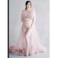 Tile Gown maternity Dress Nude Mix Ruffle luxury
