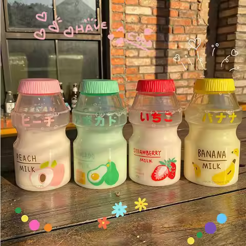 480ml Plastic Water Bottle Tour Drinking Bottles Shaker Yakult Shape Cute Kawaii Milk Carton For Tra