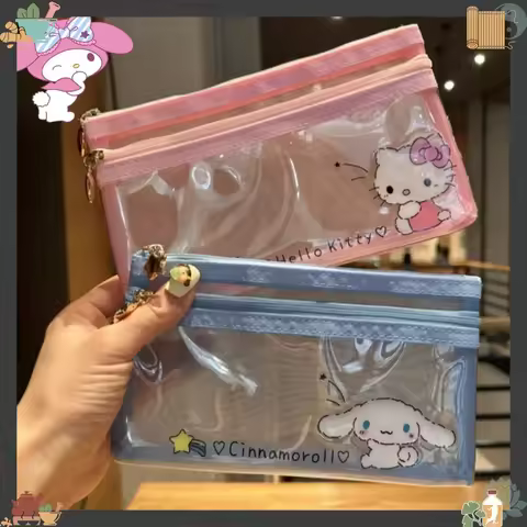 Japan sanrio cute hello kitty cartoon PVC cinnamoroll my melody passport coin purse zipper handdocum