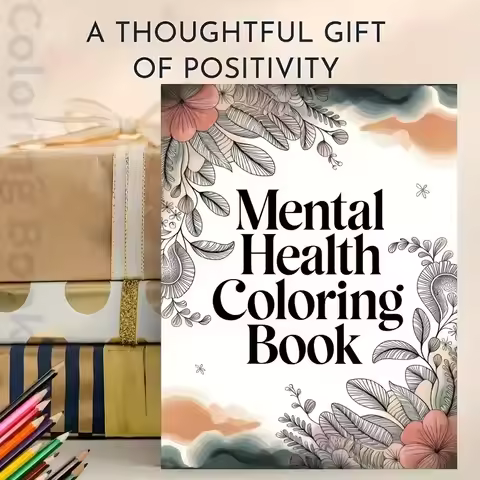 Mental Health Coloring Book for Adults, A4 Stress Relief Coloring Pages, 24 Pages Inspirational Rela