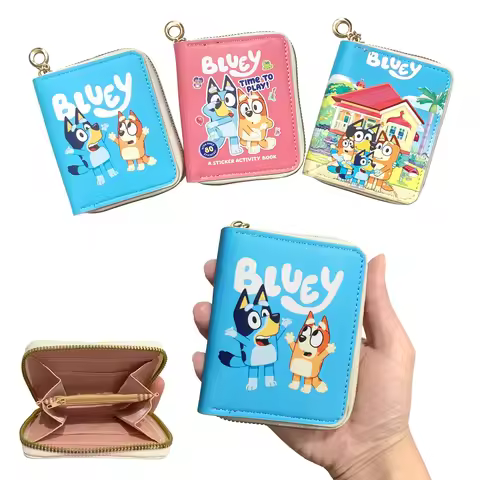 Bluey And Bingo Anime Wallet PU Leather Material Cartoon Card Bag Student's Key Bag Children's Coin 