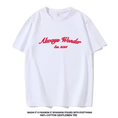 LingOrm Ling Ling Kwong Same Loose and Breathable Always Wonder Letter Printed Short Sleeved Round N