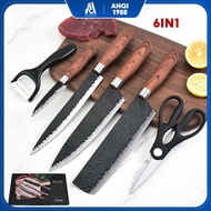 ANQI 1988 6 Pcs Knife Set Pisau Dapur Set Kitchen Knife Set / Pisau