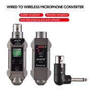 JAYETE C-01 UHF Professional Wired To Wireless Microphone Converter Micphone Transmitter &amp; Receiver 500 ~ 980MHz รับส่งสัญญาณเข้ากันได้กับไมโครโฟนไดนามิก/ คอนเดนเซอร์พร้อม48V Phantom Power 30 ~ 50M Range