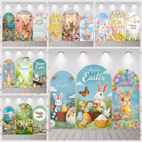Spring Bunny Egg Easter Arch Background Birthday Festival Baby Shower Decoration Arrangement Backgro
