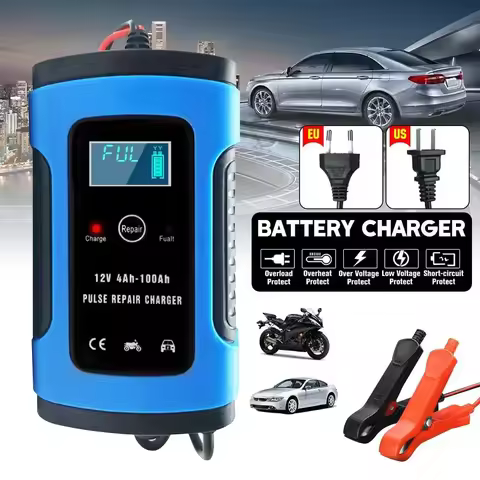 12V 6A LCD Smart Fast Car Battery Charger Lead-Acid AGM GEL Batteries Intelligent Charging 12 V Volt