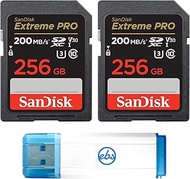 SanDisk 256GB SDXC Extreme Pro Memory Card Two Pack (SDSDXXD-256G-GN4IN) 4K V30 UHS-I Class 10 Bundle with 1 Everything But Stromboli 3.0 Micro &amp; SD Card Reader