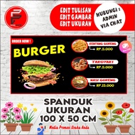 Burger banner, burger food banner, burger stall banner size 100 x 50 cm,