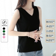 Áo 3 Lỗ Nữ Sát Nách Cổ Tim Xẻ Tà Phôm Rộng Mặc Hè Thoải Mái Chất Thun Cotton 100% Co Giãn 4 Chiều Sa