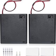 Goweewon 2 Pack 4 AA Battery Holder, AA Battery Holder with Leads, with Switch, (4x1.5 Volt) 6 Volt 
