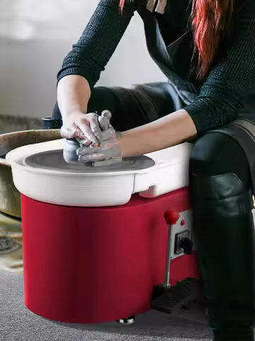 SucceBuy 28cm Pottery Wheel Machine 350W Foot Manual Control Electric Art Ceramic Clay Sculpting Too
