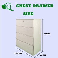 (Siap Pasang) KT Furniture 4 Tier Chest Drawer Cabinet Drawer Storage Cabinet