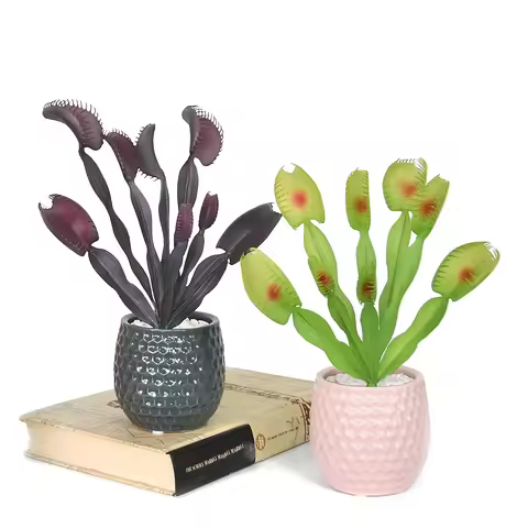 1Pc Halloween Artificial Venus Flytrap Plants Decoration, Lifelike Carnivorous Venus Flytrap Plants 
