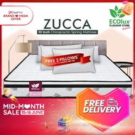 (FREE SHIPPING) ECOlux -UPGRADED Zucca 10 Inch | Chiropractic Spring System | Best SELLING Mattress | Tilam