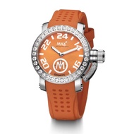 MAX XS36 Trendy Sports AAA Grade CZ Bezel Silver Steel/Orange Dial Women's Watch 36mm 5-MAX555