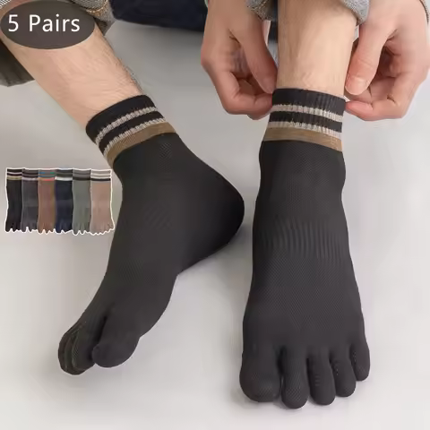 5 Pairs Men Toe Socks with Separate Fingers Sports Low Cut Ankle Socks High Quality Cotton Five Fing