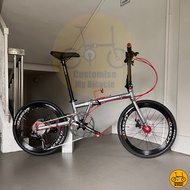 Fnhon Gust 22” • 9 Speeds Shimano Litepro Battleship Grey Red Foldable Folding Foldie Bike Bicycle D