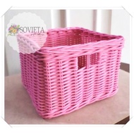 Rattan Basket Storage Box Storage Box Rattan Basket Pink