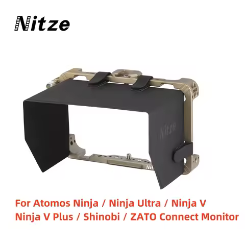 Nitze Monito Cage with HDMI Cable Clamp Sunhood for Atomos Ninja/Ninja Ultra/Ninja V/Ninja V Plus/Sh