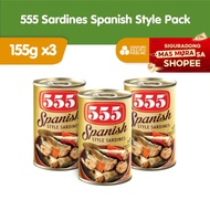 555 Sardines Spanish Style 155g (Pack of 3) - Rich in Calcium, Protein and Lycopene Sardines Canned 