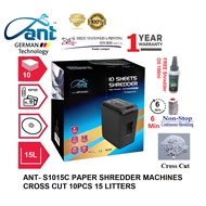 ANT- S1015C PAPER SHREDDER MACHINES CROSS CUT 4 x 35mm 10PCS 15 LITTERS  WITH 1 YEAR WARRANTY